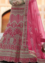 Laden Sie das Bild in den Galerie-Viewer, Cerise Pink Velvet Lehenga Choli Having Heavy Embroidery &amp; Hand work: Bridal Edition