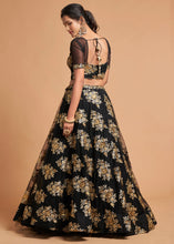 Load image into Gallery viewer, Onyx Black Designer Soft Net Lehenga Choli with Zari &amp; Sequins work
