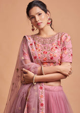 Load image into Gallery viewer, Dusty Pink Designer Soft Net Lehenga Choli with Zari, Dori &amp; Thread Embroidery work