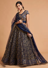 Load image into Gallery viewer, Navy Blue Designer Soft Net Lehenga Choli with Zari, Dori &amp; Thread Embroidery work