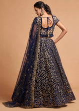 Load image into Gallery viewer, Navy Blue Designer Soft Net Lehenga Choli with Zari, Dori &amp; Thread Embroidery work