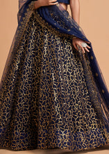 Load image into Gallery viewer, Navy Blue Designer Soft Net Lehenga Choli with Zari, Dori &amp; Thread Embroidery work