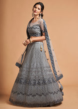 Load image into Gallery viewer, Light Grey Designer Soft Net Lehenga Choli with Zari, Dori &amp; Thread Embroidery work