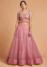 Load image into Gallery viewer, Flamingo Pink Designer Soft Net Lehenga Choli with Zari, Dori &amp; Thread Embroidery work