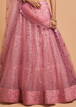 Load image into Gallery viewer, Flamingo Pink Designer Soft Net Lehenga Choli with Zari, Dori &amp; Thread Embroidery work