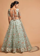 Load image into Gallery viewer, Sky Blue Designer Soft Net Lehenga Choli with Zari, Dori &amp; Multiple Sequins Embroidery work