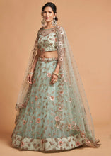 Load image into Gallery viewer, Sky Blue Designer Soft Net Lehenga Choli with Zari, Dori &amp; Multiple Sequins Embroidery work