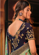 Load image into Gallery viewer, Celeste Blue Woven Banarasi Silk Saree with Embroidered Blouse