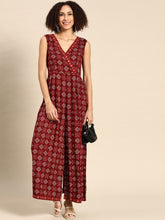 Load image into Gallery viewer, Overlap neck pleated jumpsuit