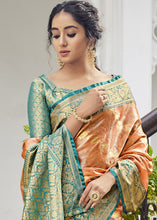 Load image into Gallery viewer, Tangerine Orange Woven Tissue Silk Saree with Banarasi Border &amp; Pallu