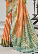 Load image into Gallery viewer, Tangerine Orange Woven Tissue Silk Saree with Banarasi Border &amp; Pallu