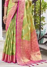 Load image into Gallery viewer, Sheen Green Woven Tissue Silk Saree with Banarasi Border &amp; Pallu