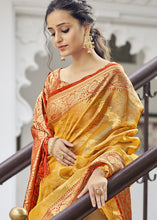 Load image into Gallery viewer, Mustard Yellow Woven Tissue Silk Saree with Banarasi Border &amp; Pallu