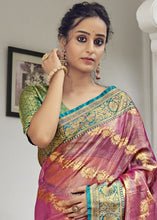 Load image into Gallery viewer, Red Violet Woven Tissue Silk Saree with Banarasi Border &amp; Pallu