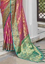 Load image into Gallery viewer, Red Violet Woven Tissue Silk Saree with Banarasi Border &amp; Pallu