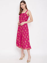 Load image into Gallery viewer, Shoulder strap flared midi dress