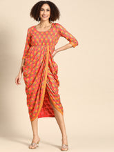 Load image into Gallery viewer, Side cowl Asymmetric overlap Dress