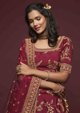 Load image into Gallery viewer, Barn Red Silk Lehenga Choli with Thread,Zari,Dori &amp; Sequins work