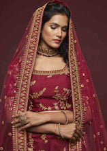 Load image into Gallery viewer, Barn Red Silk Lehenga Choli with Thread,Zari,Dori &amp; Sequins work