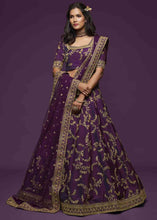 Load image into Gallery viewer, Wine Purple Silk Lehenga Choli with Thread,Zari,Dori &amp; Sequins work