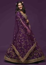 Load image into Gallery viewer, Wine Purple Silk Lehenga Choli with Thread,Zari,Dori &amp; Sequins work