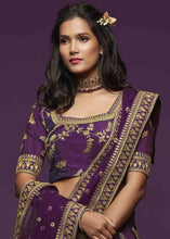 Load image into Gallery viewer, Wine Purple Silk Lehenga Choli with Thread,Zari,Dori &amp; Sequins work