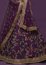 Load image into Gallery viewer, Wine Purple Silk Lehenga Choli with Thread,Zari,Dori &amp; Sequins work