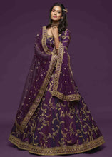Load image into Gallery viewer, Wine Purple Silk Lehenga Choli with Thread,Zari,Dori &amp; Sequins work