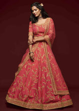Load image into Gallery viewer, Gajri Pink Silk Lehenga Choli with Thread,Zari,Dori &amp; Sequins work
