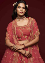 Load image into Gallery viewer, Gajri Pink Silk Lehenga Choli with Thread,Zari,Dori &amp; Sequins work