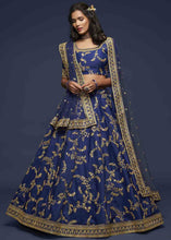 Load image into Gallery viewer, Admiral Blue Silk Lehenga Choli with Thread,Zari,Dori &amp; Sequins work