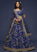 Load image into Gallery viewer, Admiral Blue Silk Lehenga Choli with Thread,Zari,Dori &amp; Sequins work