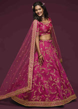 Load image into Gallery viewer, Cerise Pink Silk Lehenga Choli with Thread,Zari,Dori &amp; Sequins work