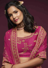 Load image into Gallery viewer, Cerise Pink Silk Lehenga Choli with Thread,Zari,Dori &amp; Sequins work