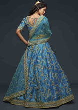 Load image into Gallery viewer, Cerulean Blue Silk Lehenga Choli with Thread,Zari,Dori &amp; Sequins work