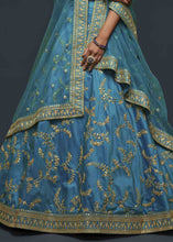 Load image into Gallery viewer, Cerulean Blue Silk Lehenga Choli with Thread,Zari,Dori &amp; Sequins work