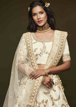 Load image into Gallery viewer, Pearl White Silk Lehenga Choli with Thread,Zari,Dori &amp; Sequins work