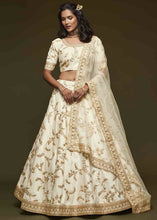 Load image into Gallery viewer, Pearl White Silk Lehenga Choli with Thread,Zari,Dori &amp; Sequins work