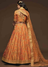 Load image into Gallery viewer, Pumpkin Orange Silk Lehenga Choli with Thread,Zari,Dori &amp; Sequins work