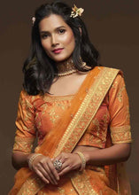 Load image into Gallery viewer, Pumpkin Orange Silk Lehenga Choli with Thread,Zari,Dori &amp; Sequins work