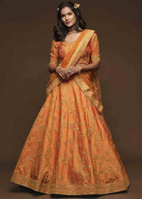 Load image into Gallery viewer, Pumpkin Orange Silk Lehenga Choli with Thread,Zari,Dori &amp; Sequins work