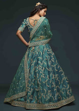 Load image into Gallery viewer, Teal Green Silk Lehenga Choli with Thread,Zari,Dori &amp; Sequins work