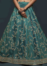 Load image into Gallery viewer, Teal Green Silk Lehenga Choli with Thread,Zari,Dori &amp; Sequins work