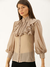 Load image into Gallery viewer, High Neck ruffle blouse