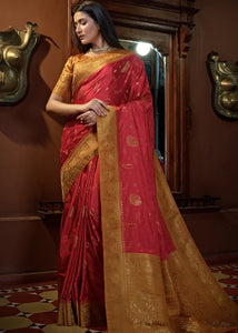 Persian Red Designer Satin Silk Saree