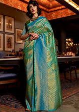 Load image into Gallery viewer, Azure Blue and Green Two Tone Kanjivaram Silk Saree