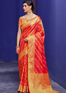 Ferrari Red Woven Patola Silk Saree