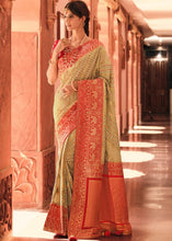 Load image into Gallery viewer, Sage Green Woven Banarasi Silk Saree with Embroidered Blouse