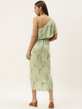 Load image into Gallery viewer, One Shoulder yoke overlap printed dress