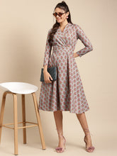 Load image into Gallery viewer, Notch collar with biased flare midi dress